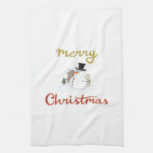 Vrolijk Kerst + Sneeuwman Design Theedoek (Verticaal)