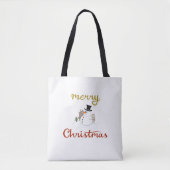 Vrolijk Kerst + Sneeuwman Design Tote Bag (Voorkant)
