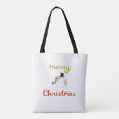 Vrolijk Kerst + Sneeuwman Design Tote Bag (Achterkant)
