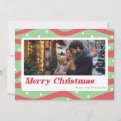 Vrolijk Kerst snoep kerst patroonfoto Feestdagenkaart (Voorkant)