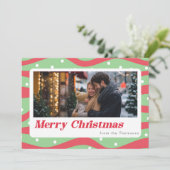 Vrolijk Kerst snoep kerst patroonfoto Feestdagenkaart (Staand voorkant)