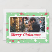 Vrolijk Kerst snoep kerst patroonfoto Feestdagenkaart (Voorkant)