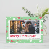 Vrolijk Kerst snoep kerst patroonfoto Feestdagenkaart (Staand voorkant)