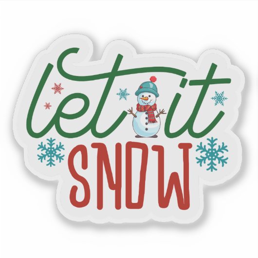 Vrolijk Kerst sticker voor Snowy Days (Voorkant)