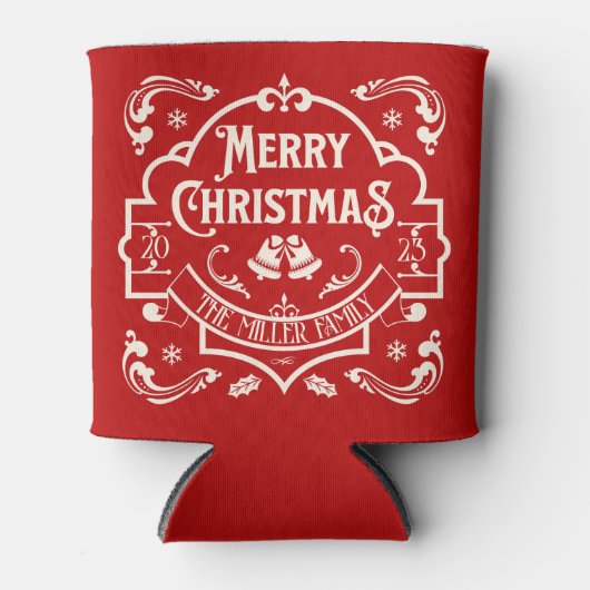 Vrolijk Kerst  stijl ontwerp Blikjeskoeler (Voorkant)