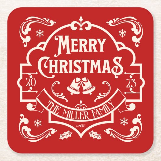 Vrolijk Kerst  stijl ontwerp Kartonnen Onderzetters (Voorkant)