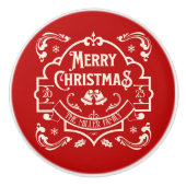 Vrolijk Kerst stijl ontwerp Keramische Knop (Voorkant)