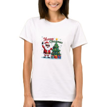 Vrolijk kerst T-shirt | Santa & Tree Design