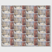 Vrolijk Kerst  Telefoonhokje Cadeaupapier (Vlak)