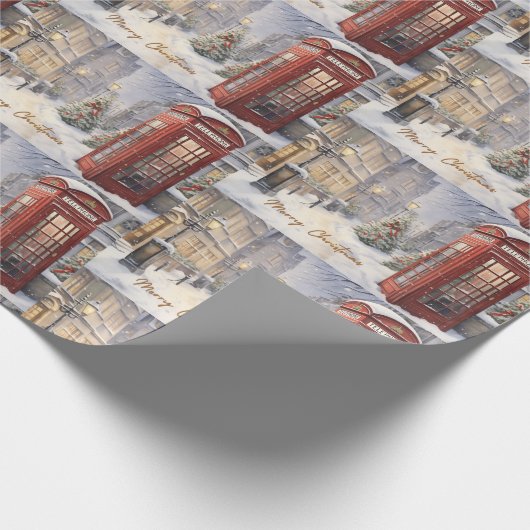 Vrolijk Kerst  Telefoonhokje Cadeaupapier (Hoek)