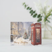 Vrolijk Kerst  Telefoonhokje Feestdagenkaart (Staand voorkant)
