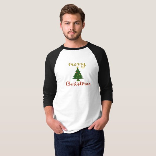 Vrolijk Kerst+Tree ontwerp T-shirt (Voorkant volledig)