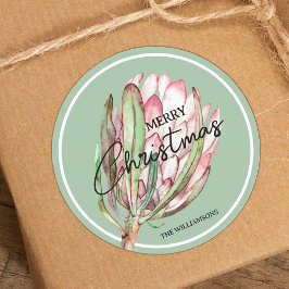 Vrolijk Kerst Tropische Bloem Ronde Sticker