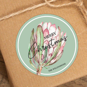 Vrolijk Kerst Tropische Bloem Ronde Sticker