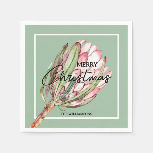 Vrolijk Kerst Tropische Bloem Servet (Voorkant)