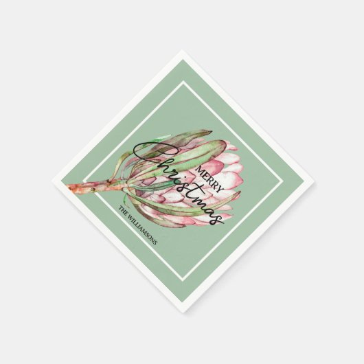 Vrolijk Kerst Tropische Bloem Servet (Hoek)