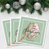 Vrolijk Kerst Tropische Bloem Servet