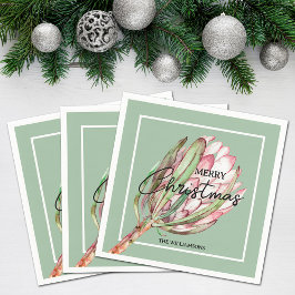 Vrolijk Kerst Tropische Bloem Servet