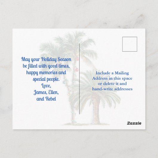 Vrolijk Kerst Tropische Camping Briefkaart (Achterkant)