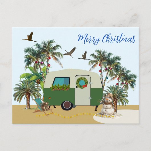 Vrolijk Kerst Tropische Camping Briefkaart (Voorkant)