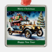 Vrolijk Kerst Vintage Auto Ornament (Voorkant)