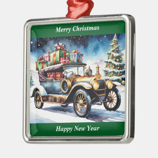 Vrolijk Kerst Vintage Auto Ornament (Links)