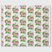 Vrolijk Kerst  Waterverf Elfen Cadeaupapier (Vlak)