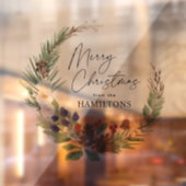 Vrolijk Kerst Waterverf Foliage Krans Raamsticker (Vel 2)