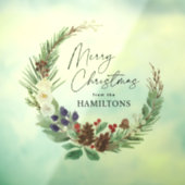Vrolijk Kerst Waterverf Foliage Krans Raamsticker (Vel 3)