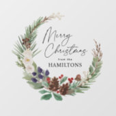 Vrolijk Kerst Waterverf Foliage Krans Raamsticker (Vel)