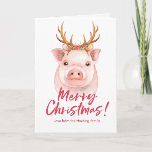 Vrolijk Kerst waterverf krans Kerst Kaart (Voorkant)