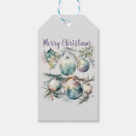 Vrolijk Kerst Waterverf Ornamenten Cadeaulabel