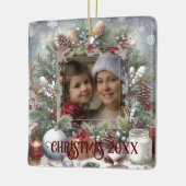 Vrolijk Kerst Waterverf Rustieke Foto Keramisch Ornament (Links)