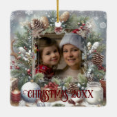 Vrolijk Kerst Waterverf Rustieke Foto Keramisch Ornament (Achterkant)