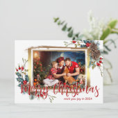 Vrolijk Kerst Wenskaart met Foto Aankondiging (Staand voorkant)