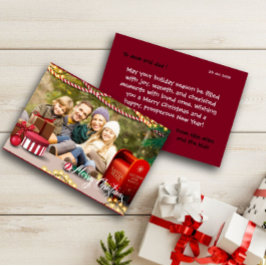 Vrolijk Kerst Wenskaart Speelse Familie Foto Feestdagenkaart