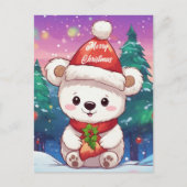 Vrolijk Kerst Wit Baby Polar Beer Briefkaart (Voorkant)