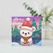 Vrolijk Kerst Wit Baby Polar Beer Feestdagenkaart (Staand voorkant)