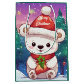 Vrolijk Kerst Wit Baby Polar Beer Medium Cadeauzakje (Voorkant)