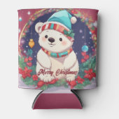 Vrolijk Kerst Wit Polar Beer Blikjeskoeler (Voorkant)