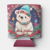 Vrolijk Kerst Wit Polar Beer Blikjeskoeler (Achterkant)