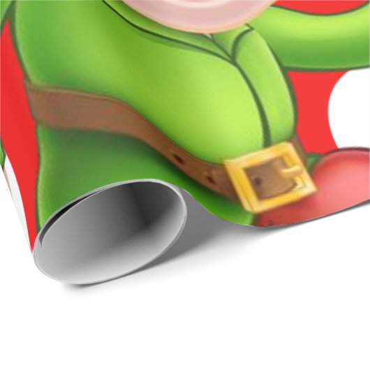 Vrolijk Kerst Wrapping Paper Elf Cadeaupapier (Rol Hoek)