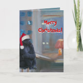 Vrolijk kerstaapje feestdagen kaart (Voorkant)