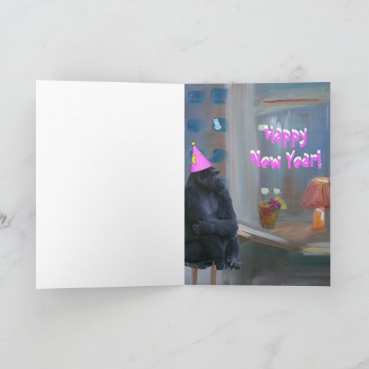 Vrolijk kerstaapje feestdagen kaart (Binnen)