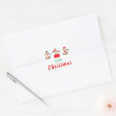 Vrolijk kerstaapje met Santa Hat Vierkante Sticker (Envelop)