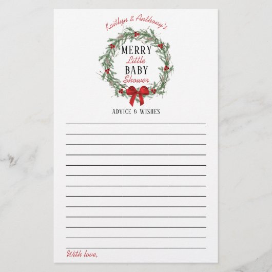 Vrolijk kerstadvies met Baby shower en wensen (Voorkant)