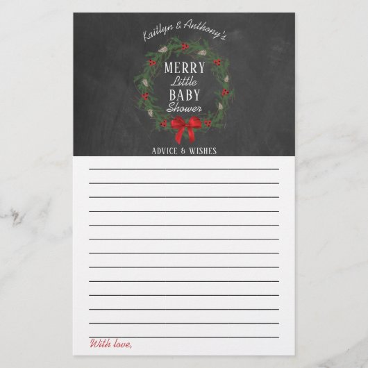 Vrolijk kerstadvies met Baby shower en wensen (Voorkant)