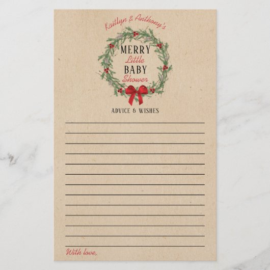 Vrolijk kerstadvies met Baby shower en wensen (Voorkant)