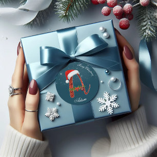 Vrolijk kerstalfabet "A" ronde Sticker