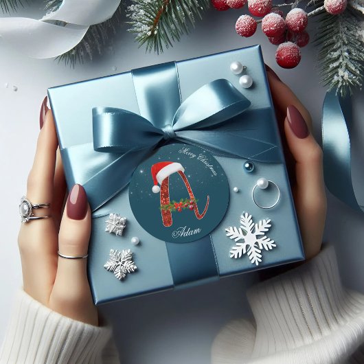 Vrolijk kerstalfabet "A" ronde Sticker